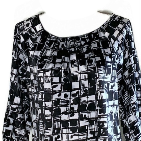 ANN TAYLOR Black & White Silky Blouse - Picture 4 of 11